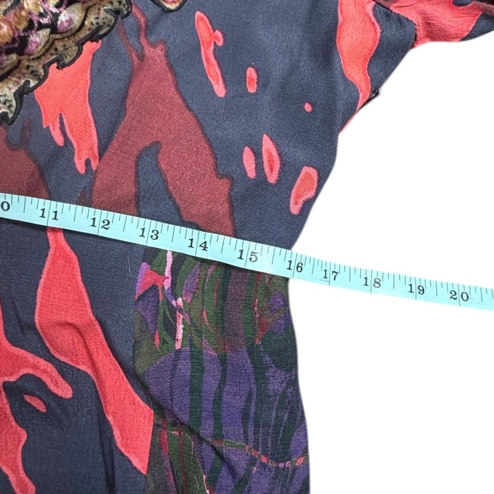 Soft Surroundings Velvet Applique Abstract Maxi Dress Red Black Boho V Neck 6 - Picture 8 of 13